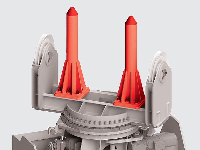 Verriegelung der Bleckpaketzange in oberster Kranhubstellung Verriegelung der Bleckpaketzange in oberster Kranhubstellung