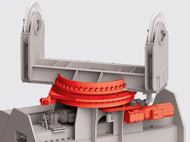 Horizontal-Dreheinrichtung in Kugeldrehkranzausführung Horizontal-Dreheinrichtung in Kugeldrehkranzausführung