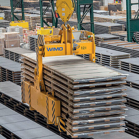 Blechpaketzange mit 8 verstellbaren Aufnahmepratzen (teilweise teleskopierbar)