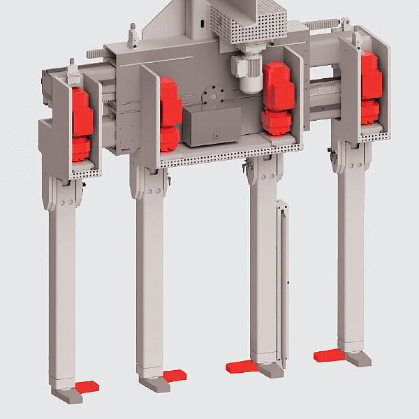 Aufnahmepratzen um 90° motorisch drehbar Aufnahmepratzen um 90° motorisch drehbar