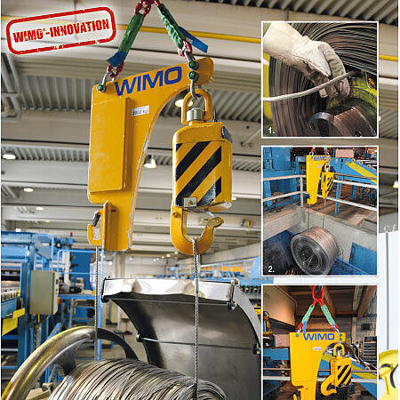 Saumschrottcoilgehänge mit Akku-Seilausklinkeinrichtung