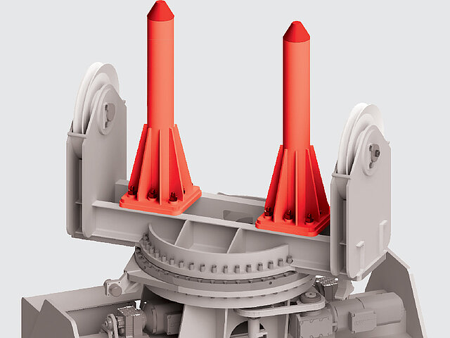 Verriegelung der Coilzange in oberster Kranhubstellung Verriegelung der Coilzange in oberster Kranhubstellung