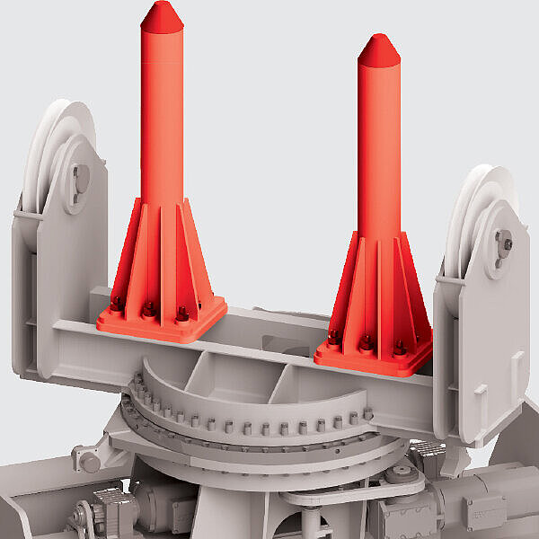 Locking the coil tongs in the uppermost crane lifting position