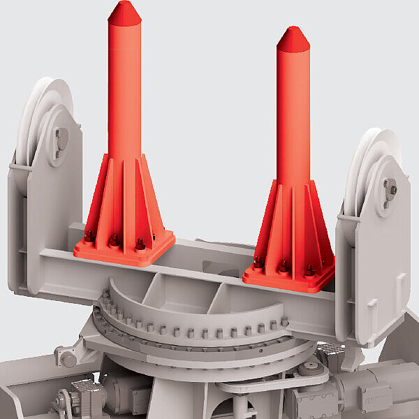 Verriegelung der Coilzange in oberster Kranhubstellung Verriegelung der Coilzange in oberster Kranhubstellung
