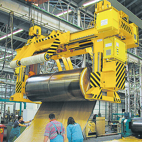 Coil hanging reel for thin sheet metal Coil hanging reel for thin sheet metal