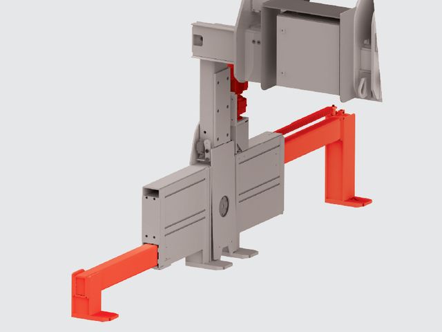 Aufnahmepratzen längsseitig, motorisch verstellbar