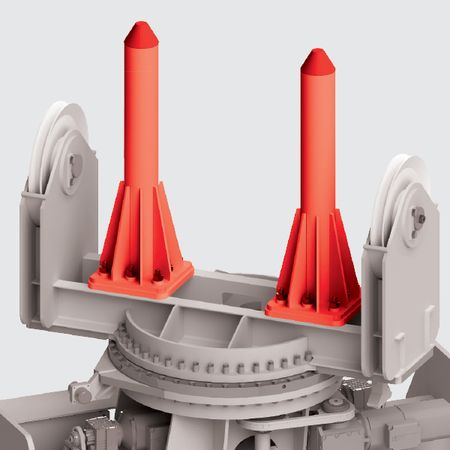 Verriegelung der Bleckpaketzange in oberster Kranhubstellung