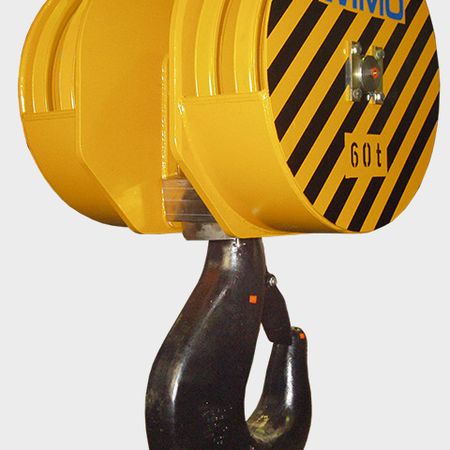 Crane hook blocks with hook drive with four rope sheaves (pulleys) Crane hook blocks with hook drive with four rope sheaves (pulleys)