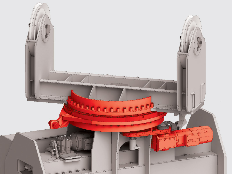 Horizontal turning gear with slewing ring design