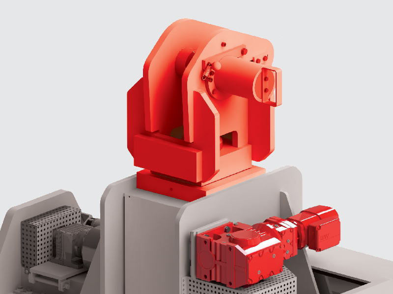 Horizontal turning gear with bolt, motorised drive