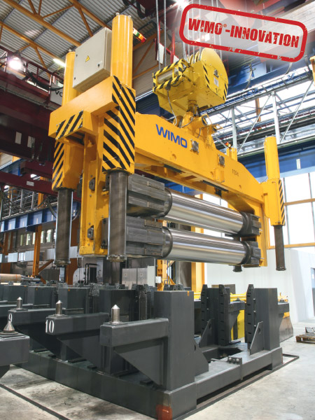 Work-roll tong for gripping neck of roll